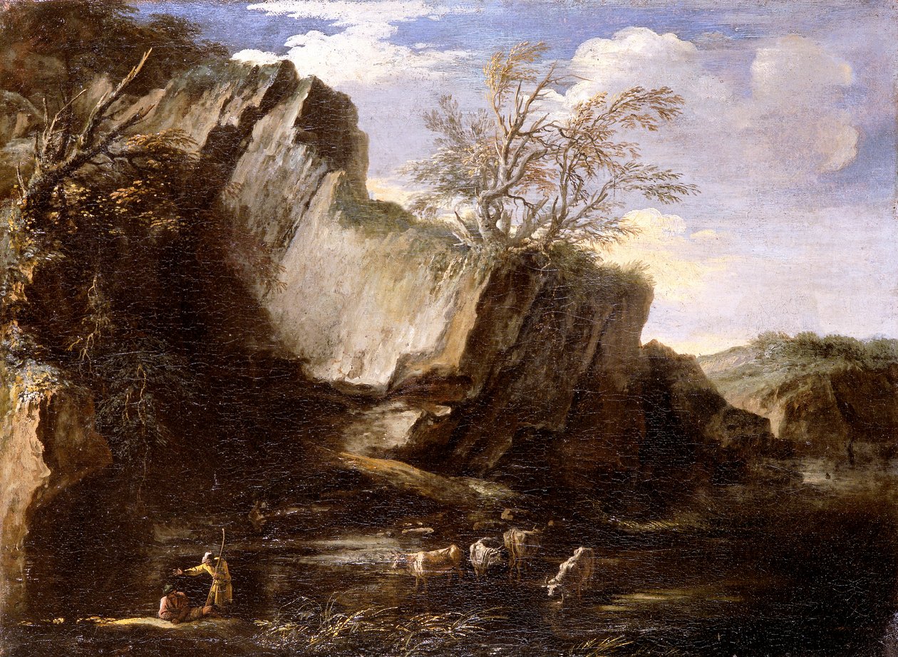 Paisaje Rocoso con Pastores y Ganado, 1625-1673 de Salvator Rosa
