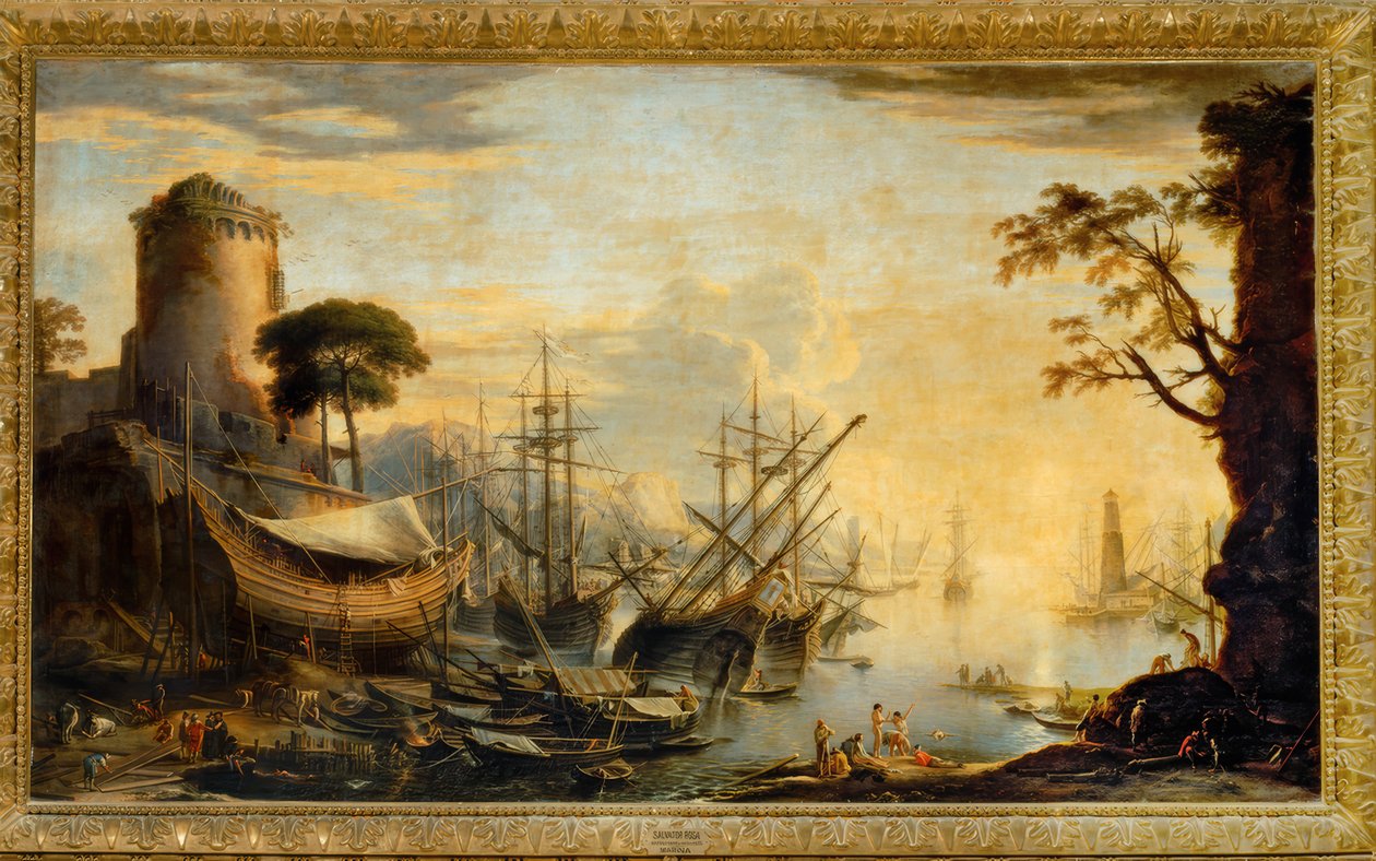 Puerto al Atardecer de Salvator Rosa