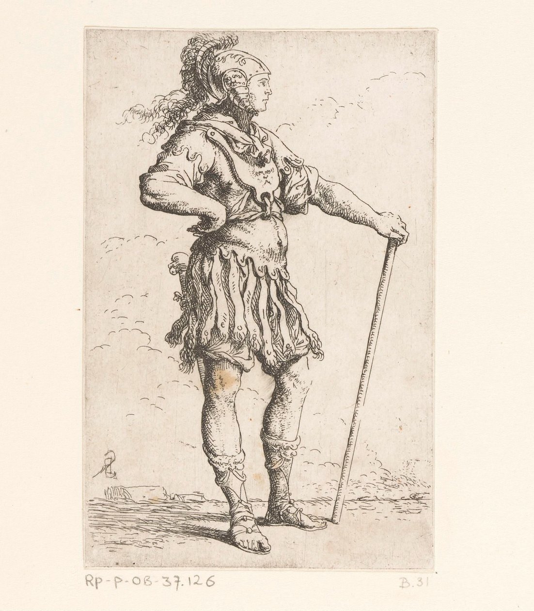 soldado con un palo Figuras pequeñas (título de la serie) Figurilla (título de la serie) de Salvator Rosa
