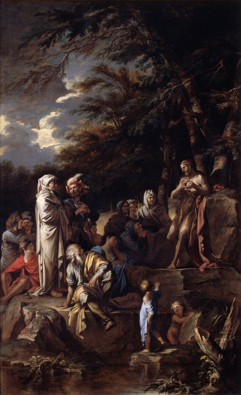 San Juan Bautista predicando en el desierto, c.1660 (óleo sobre lienzo) de Salvator Rosa
