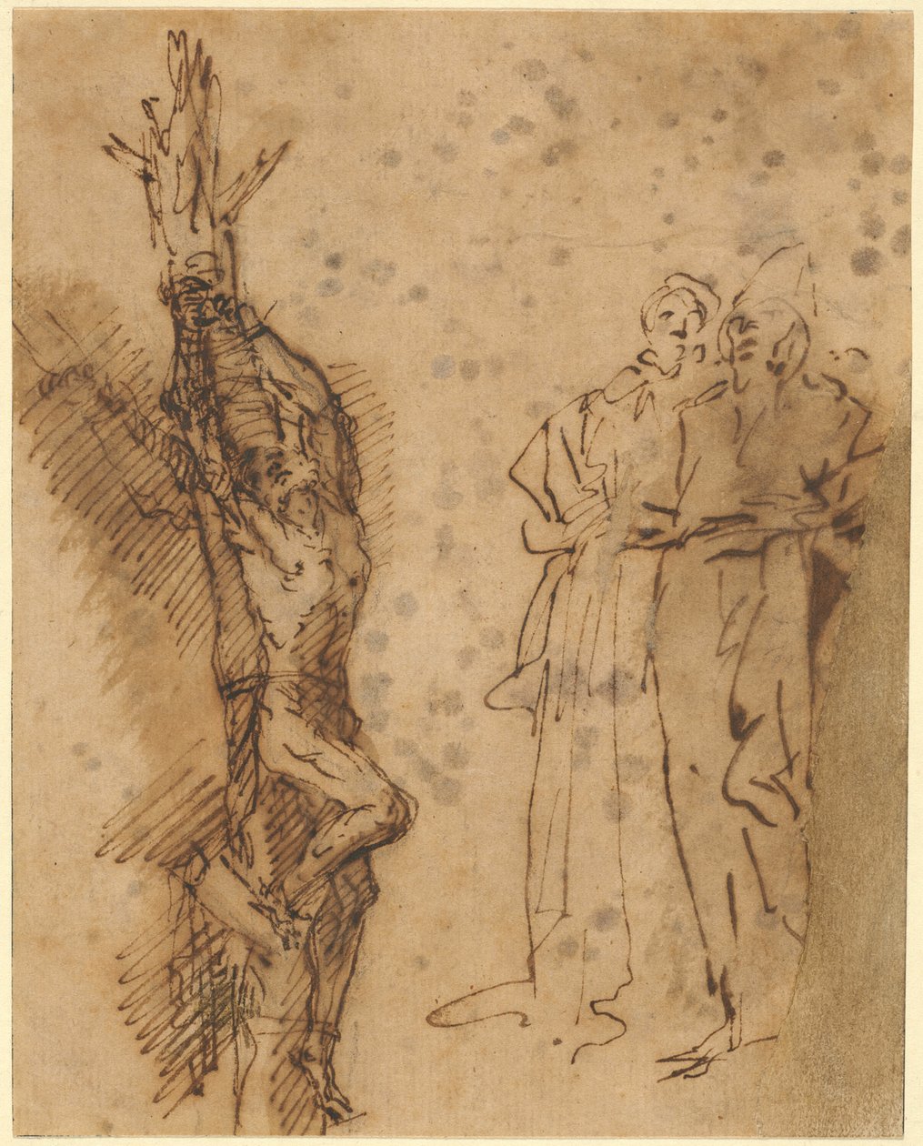 Estudio para la crucifixión de Polícrates de Salvator Rosa