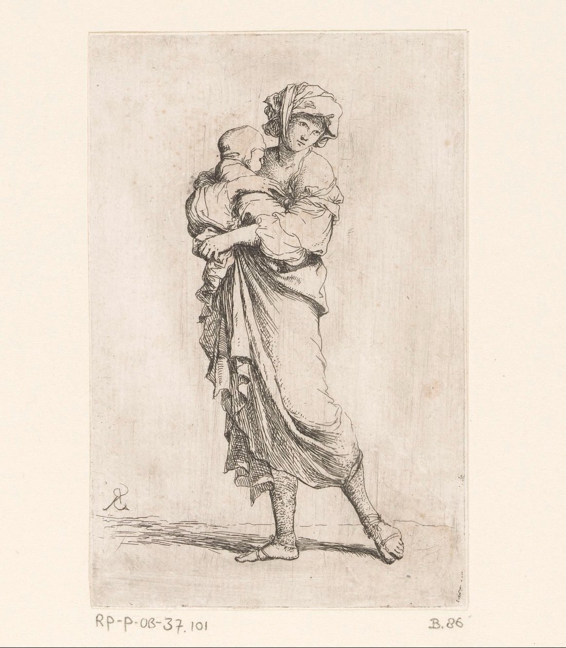 mujer con un niño Figuras pequeñas (título de la serie) Figurilla (título de la serie) de Salvator Rosa