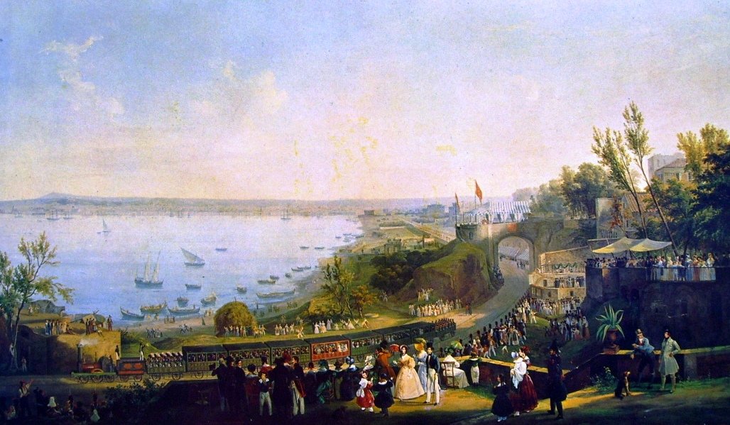 Inauguración del ferrocarril Nápoles-Portici, 1840 de Salvatore Fergola