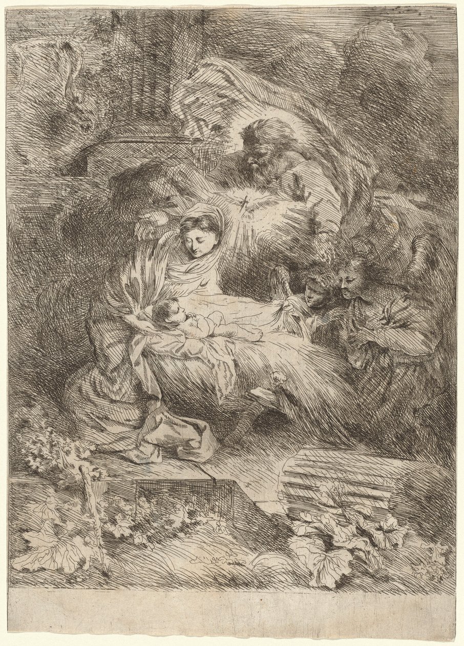 La Natividad con Dios Padre y el Espíritu Santo de Salvatore Castiglione