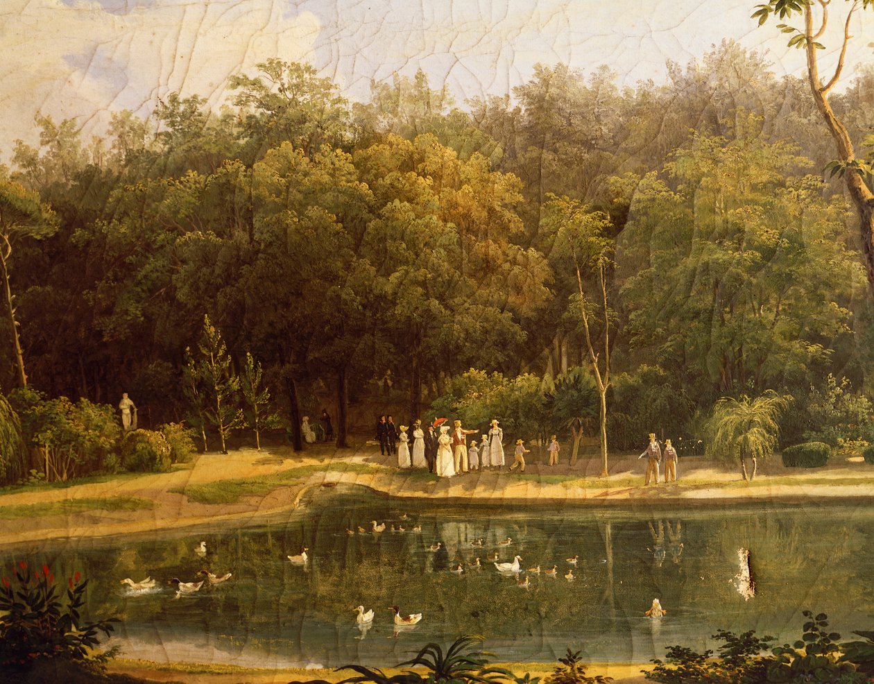 Estanque de peces en el Real Bosco de Portici, por Salvatore Fergola (1799-1877) de Salvatore Fergola