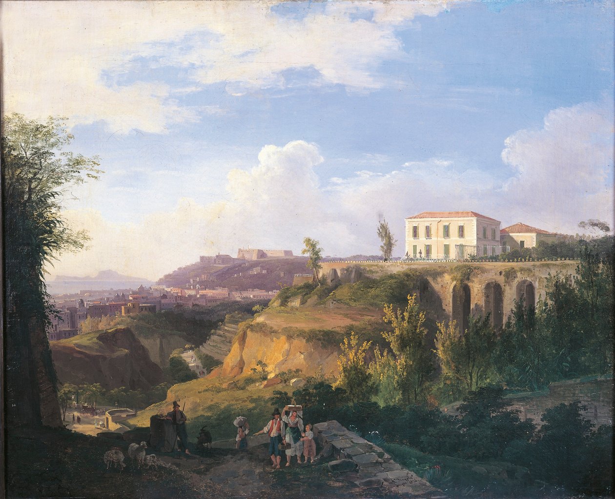Italia, Nápoles, Vista de la casa de Villa Ruffo en Capodimonte de Salvatore Fergola