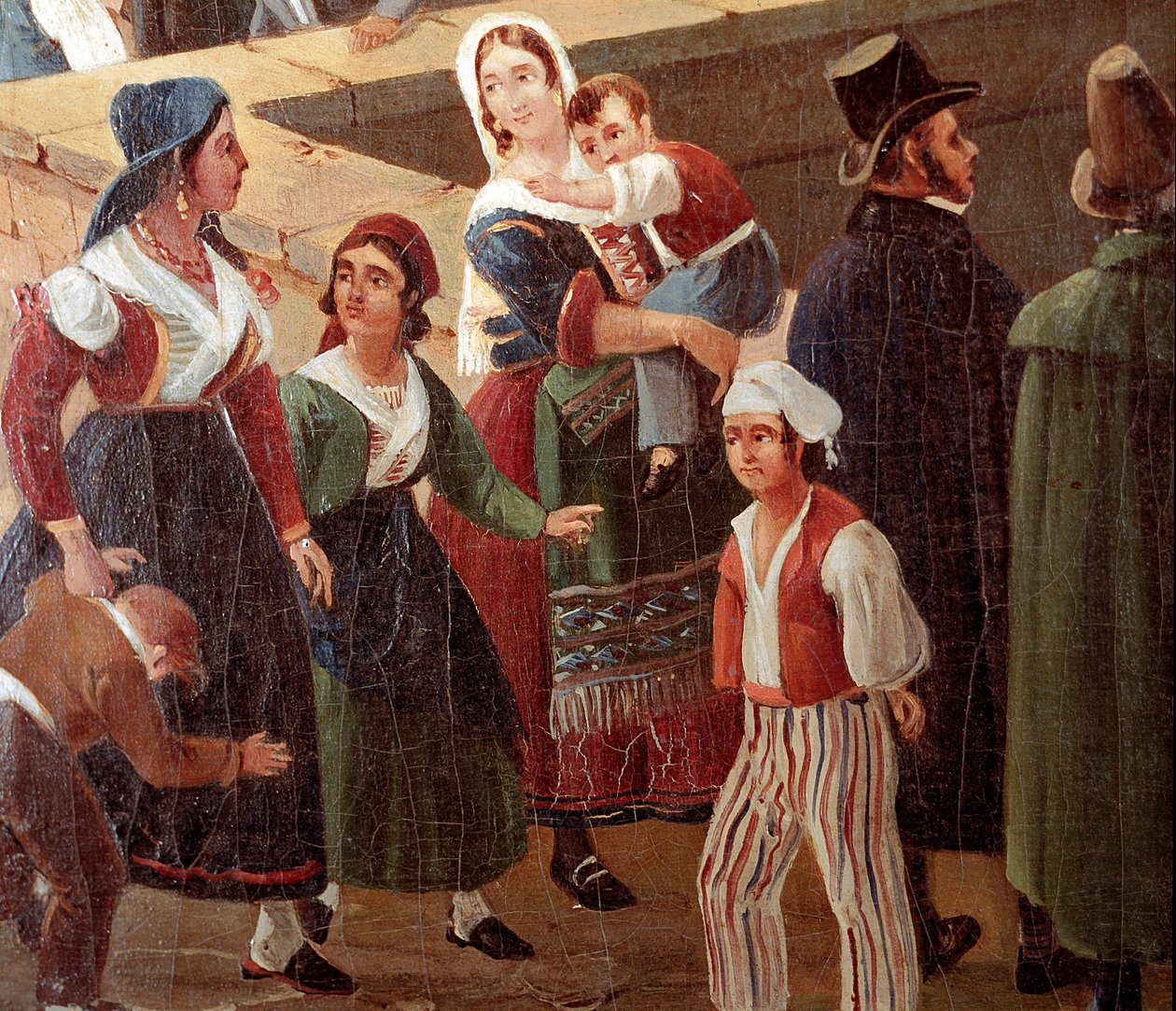 Trajes tradicionales napolitanos: gente común (detalle) de Salvatore Fergola