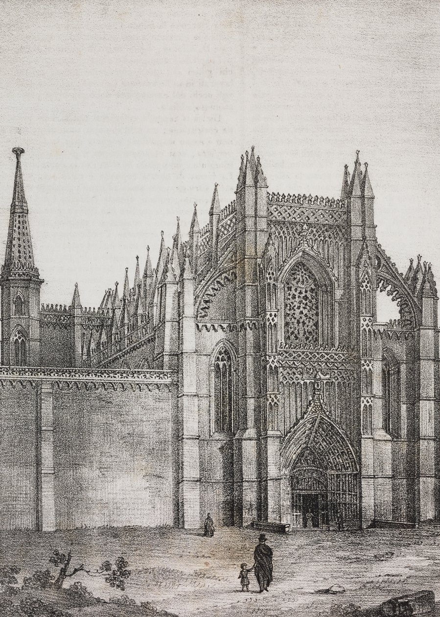 Monasterio de Batalha, Portugal, litografía de Salvatore Puglia de Poliorama Pittoresco, n 33, 22 de marzo de Salvatore Puglia