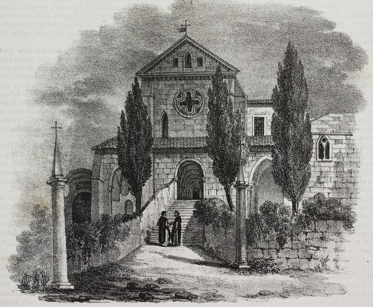 Abadía de Casamari, Veroli, Lacio, Italia, litografía de Salvatore Puglia de Poliorama Pittoresco, n 47, 1 de julio de Salvatore Puglia