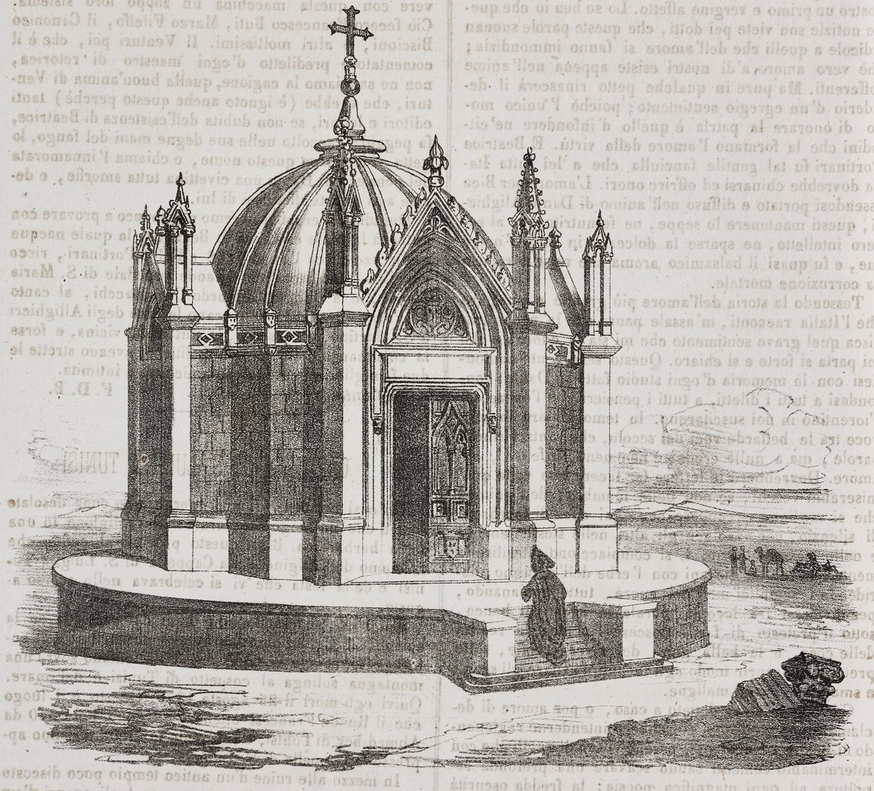 Capilla de San Luis en Túnez, Túnez, litografía de Salvatore Puglia de Poliorama Pittoresco, n 38, 27 de abril. de Salvatore Puglia