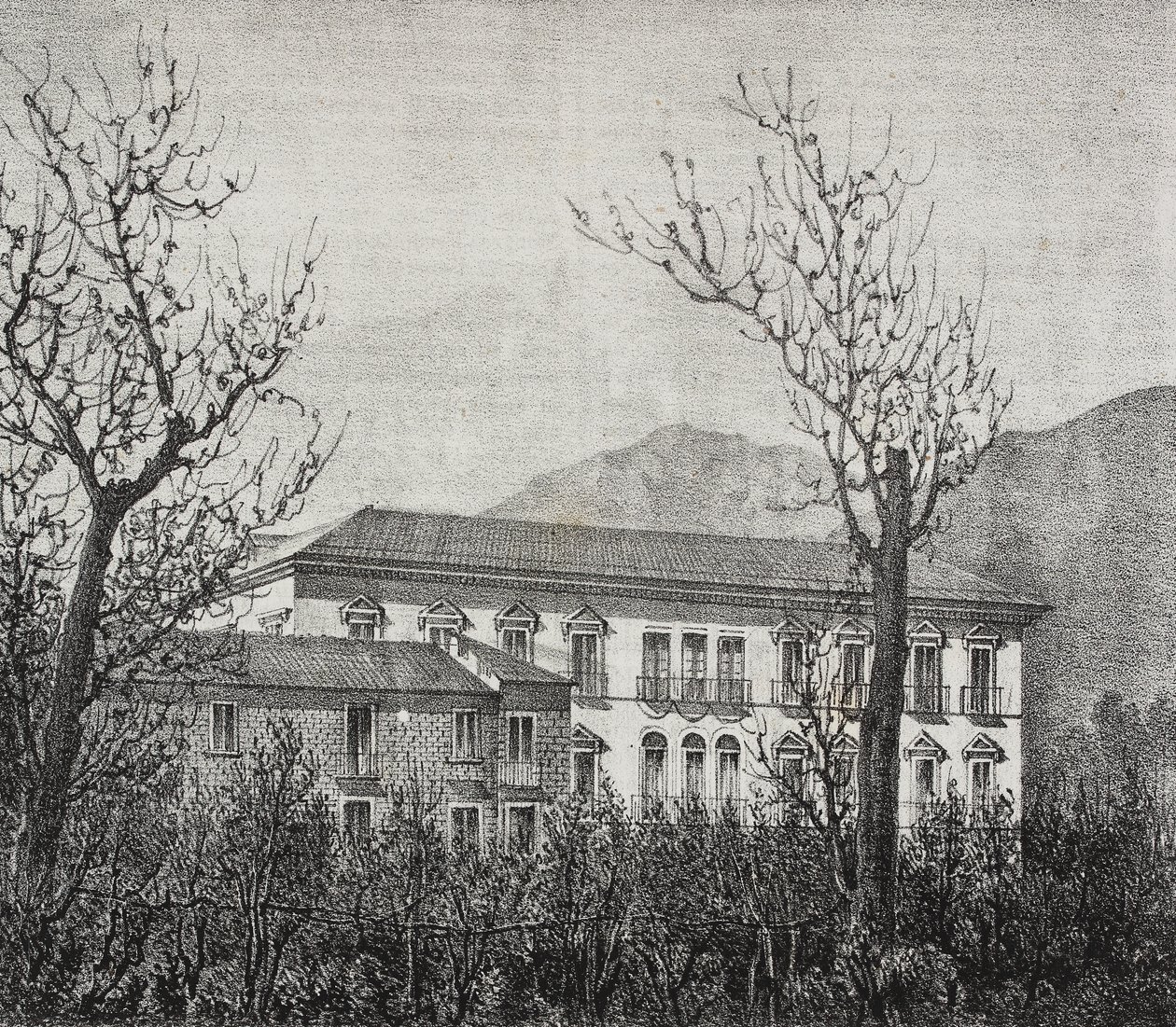 Colegio de Avellino, Campania, Italia, litografía de Salvatore Puglia del Poliorama Pittoresco, n 2, 20 de agosto de Salvatore Puglia