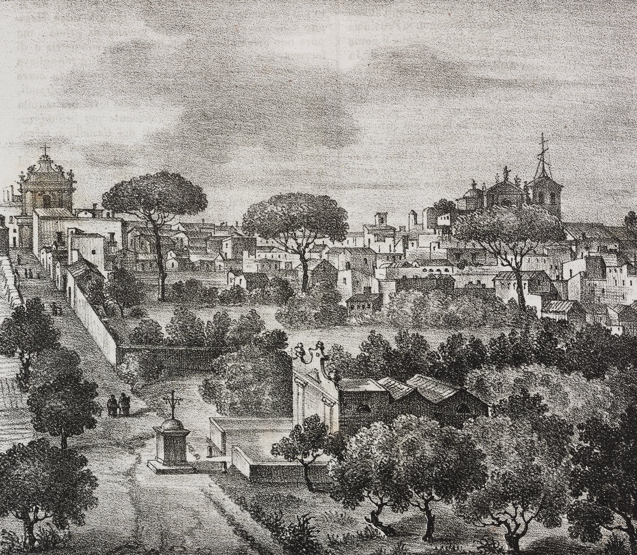 Vista este de Mesagne, Apulia, Italia, litografía de Salvatore Puglia de Poliorama Pittoresco, n 45, 15 de junio. de Salvatore Puglia