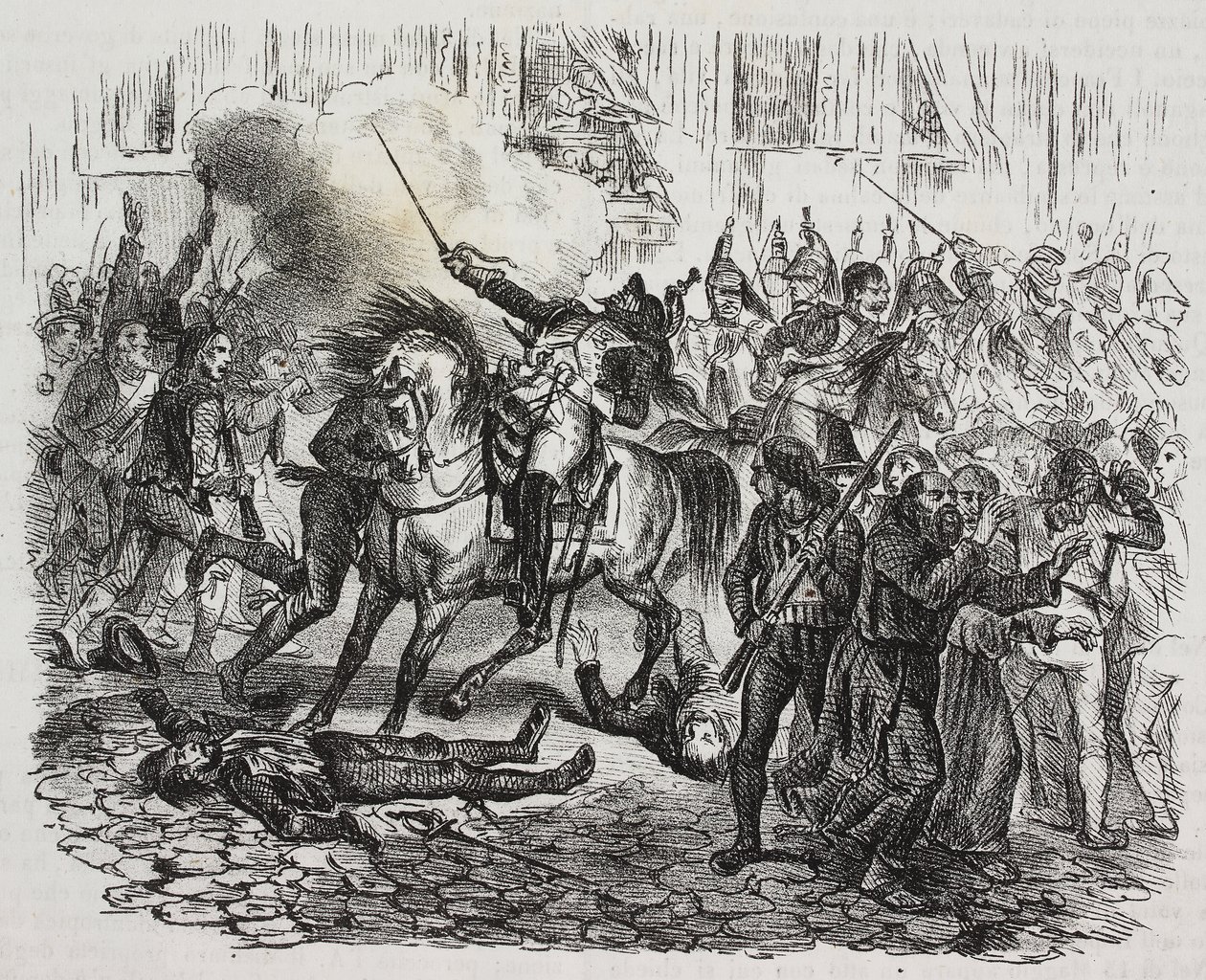 Insurrección de Madrid, litografía de Salvatore Puglia de la Historia de Napoleón de Cesare Malpica (1804-1848) del Poliorama Pittoresco, n 47, 1 de julio. de Salvatore Puglia