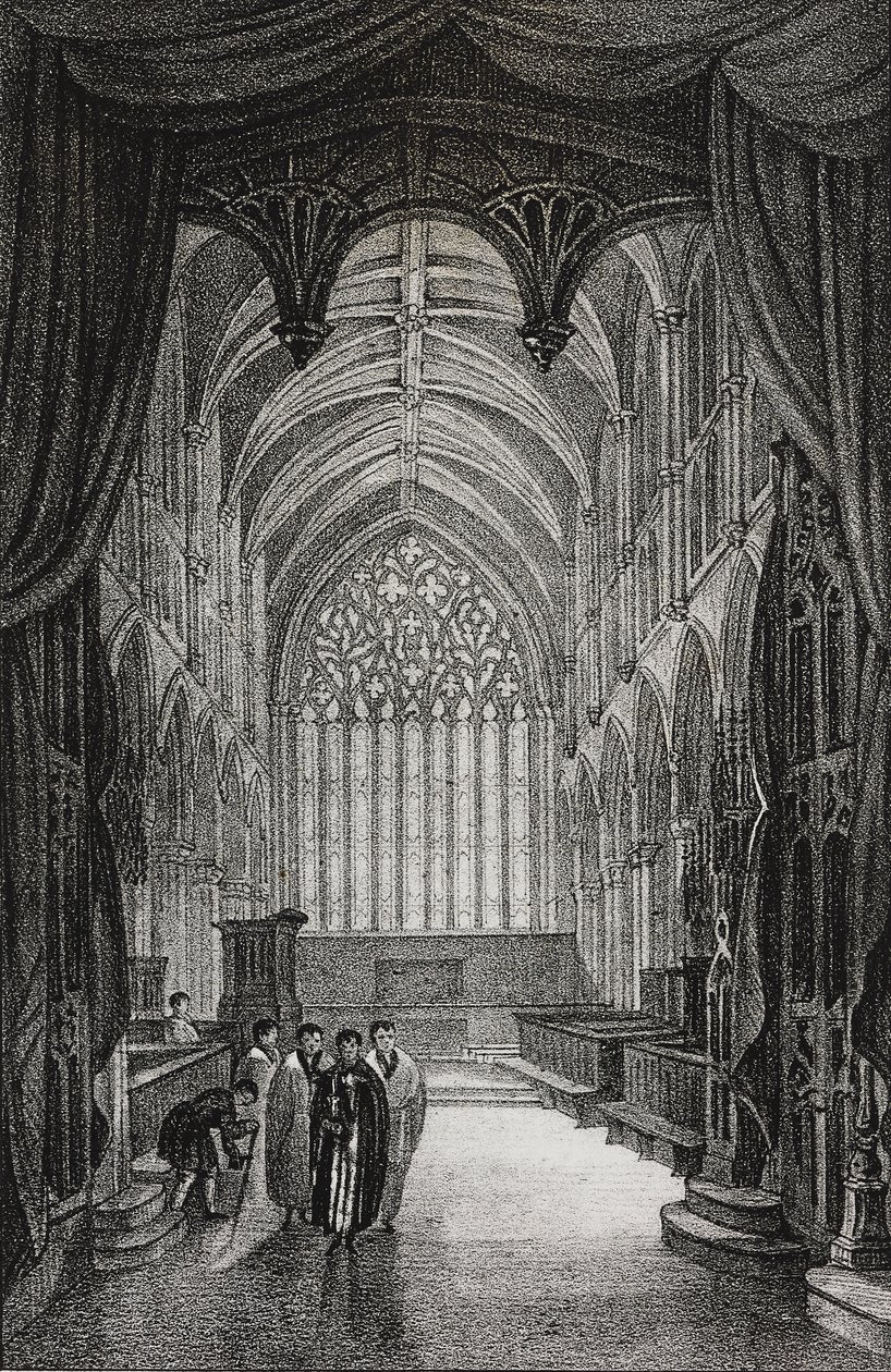 Interior de la catedral de Carlisle, Reino Unido, litografía de Salvatore Puglia de Poliorama Pittoresco, n 25, 25 de enero de Salvatore Puglia