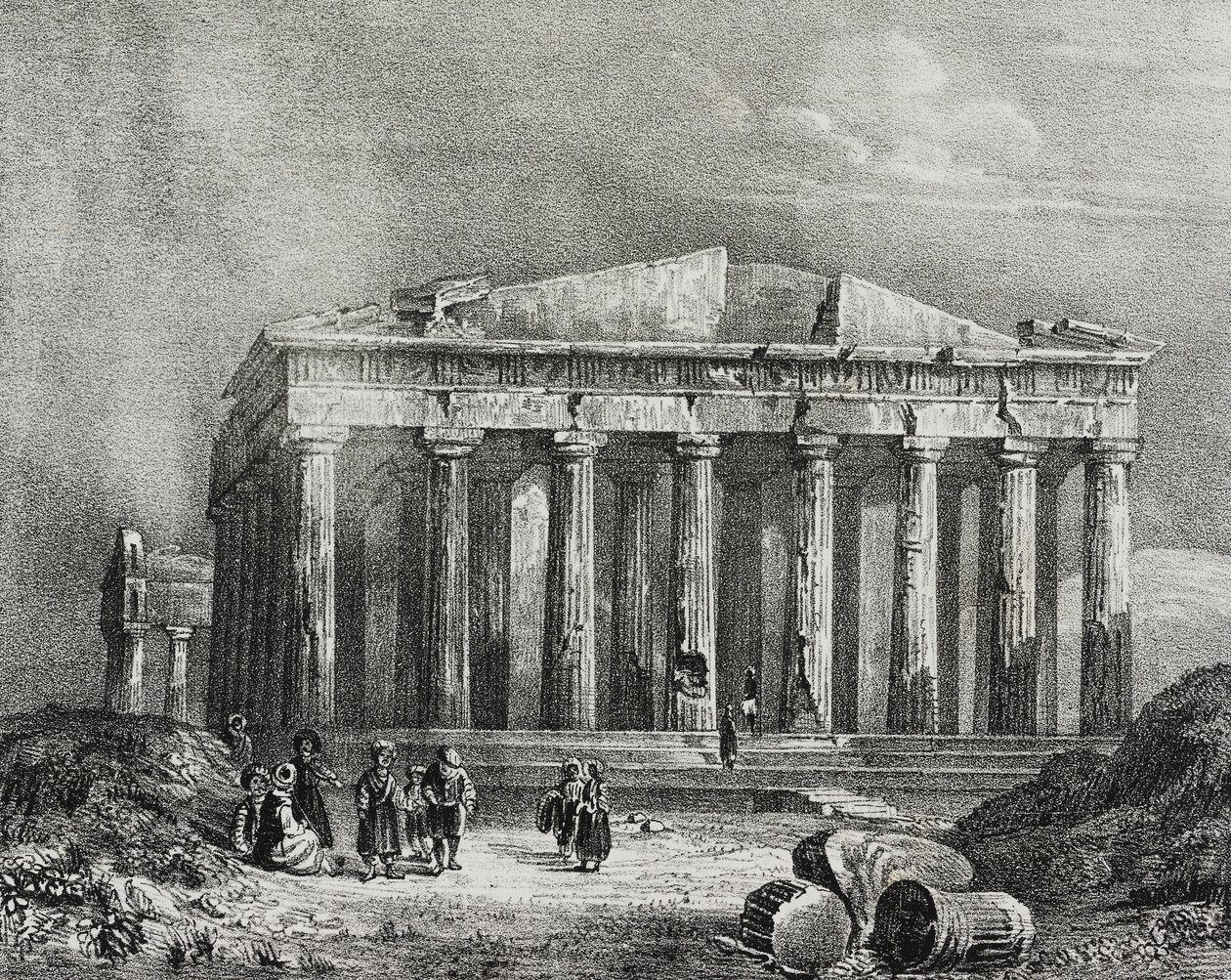 Partenón, Acrópolis de Atenas, Grecia, litografía de Salvatore Puglia de Poliorama Pittoresco, n 32, 19 de marzo de Salvatore Puglia