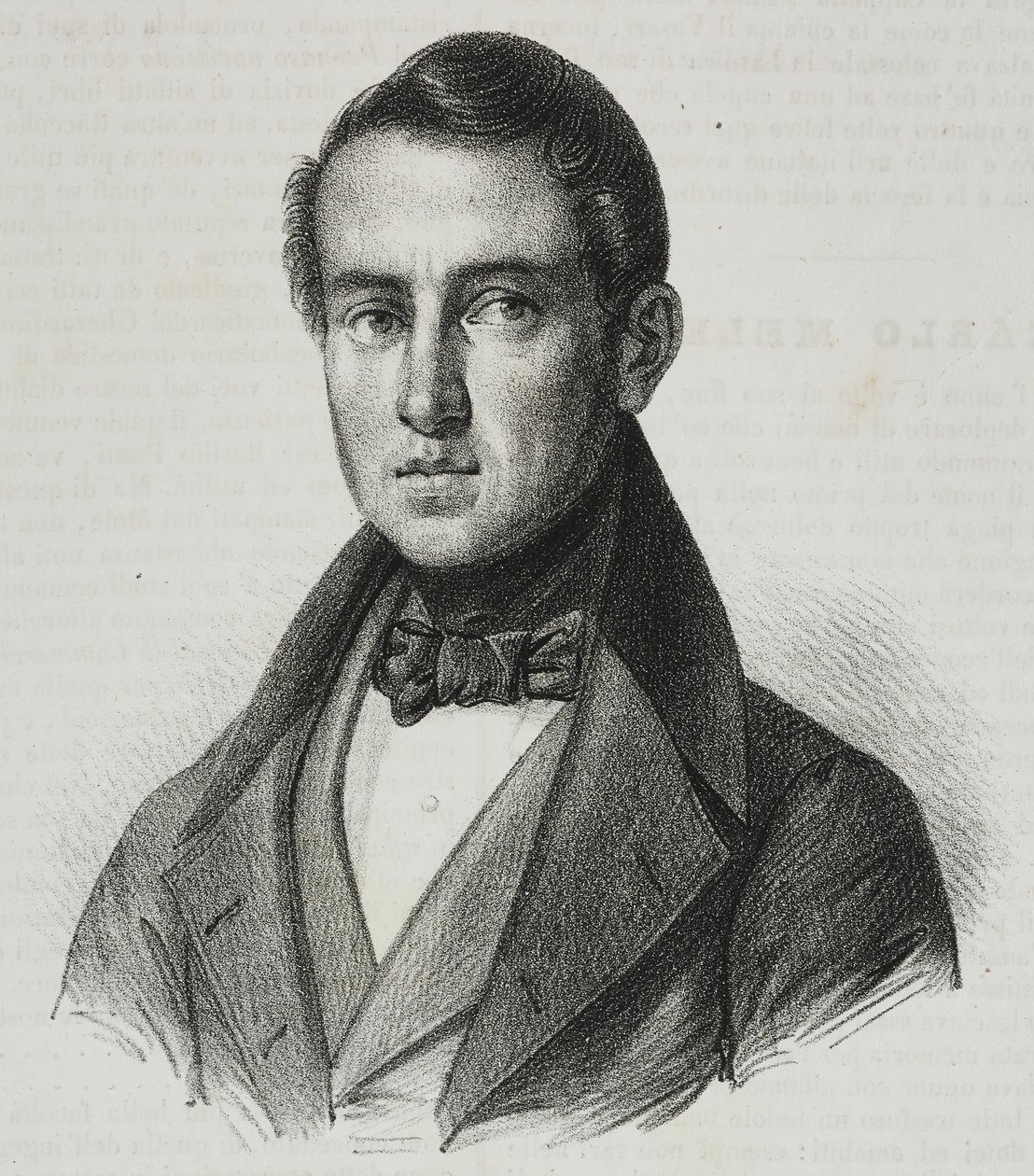 Retrato de Carlo Mele (1792-1841), litografía de Salvatore Puglia del Poliorama Pittoresco, n 15, 20 de noviembre. de Salvatore Puglia