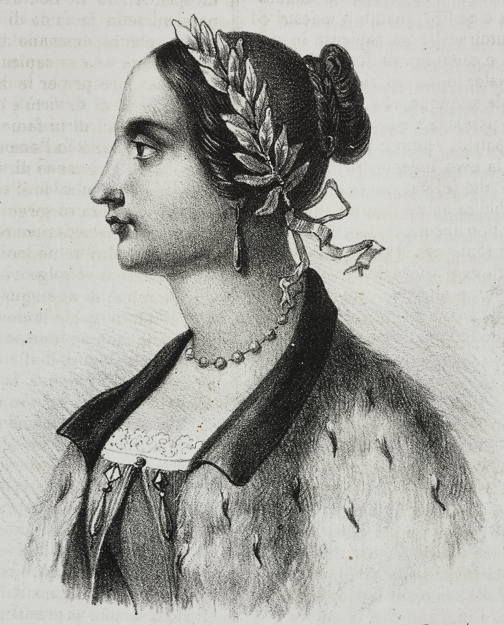 Retrato de Laura Bassi Veratti (1711-1778), física y académica italiana, litografía de Salvatore Puglia del Poliorama Pittoresco, n 4, 4 de septiembre de Salvatore Puglia