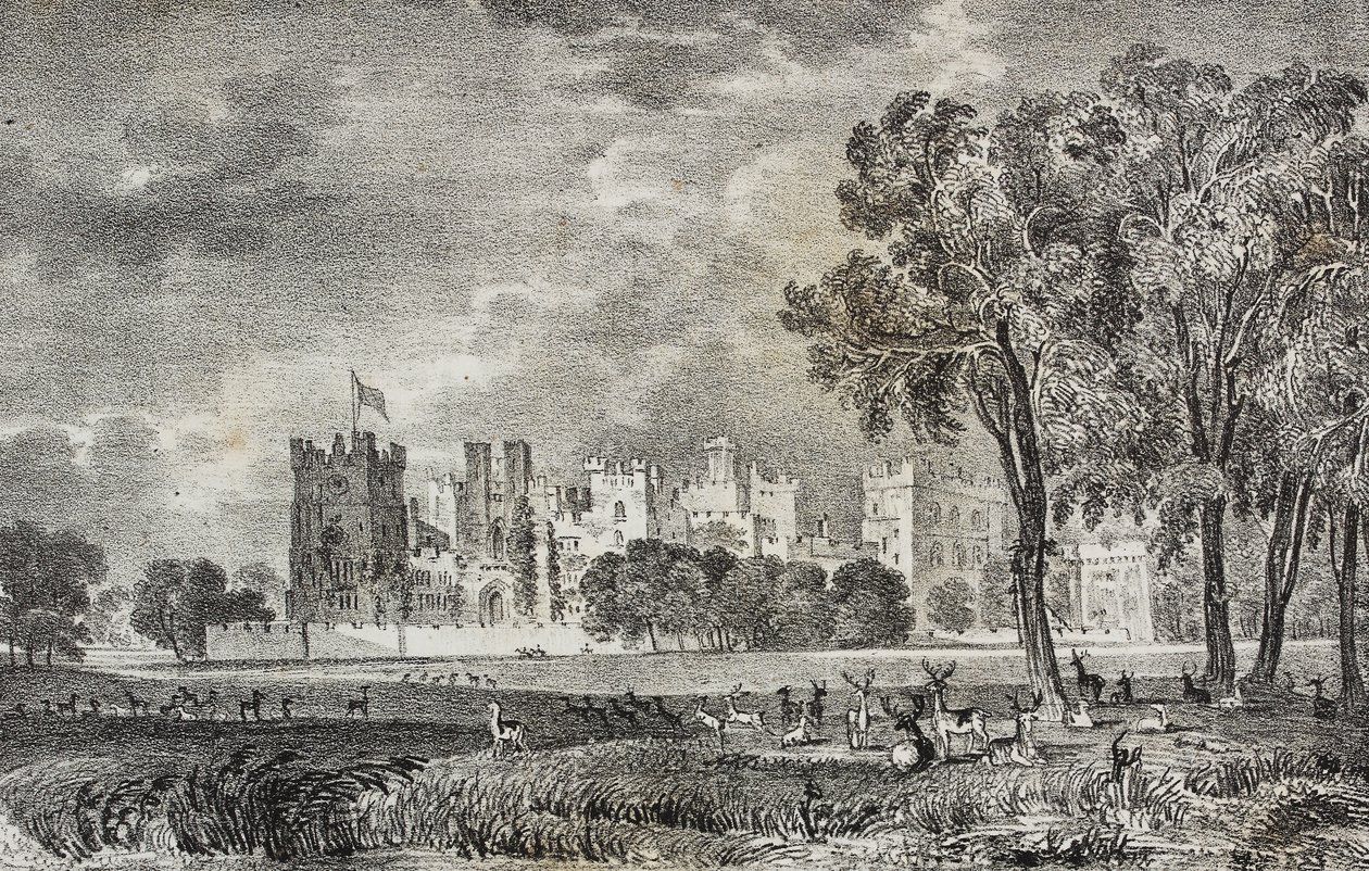 Castillo de Raby, Durham, Inglaterra, Reino Unido, litografía de Salvatore Puglia de Poliorama Pittoresco, n 42, 27 de mayo de Salvatore Puglia