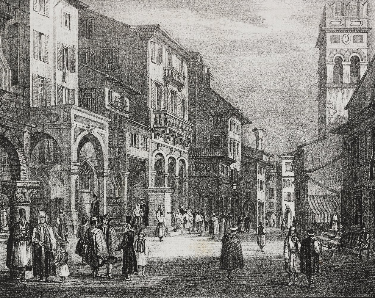 Camino Real, Corfú, Grecia, litografía de Salvatore Puglia de Poliorama Pittoresco, n 23, 11 de enero de Salvatore Puglia