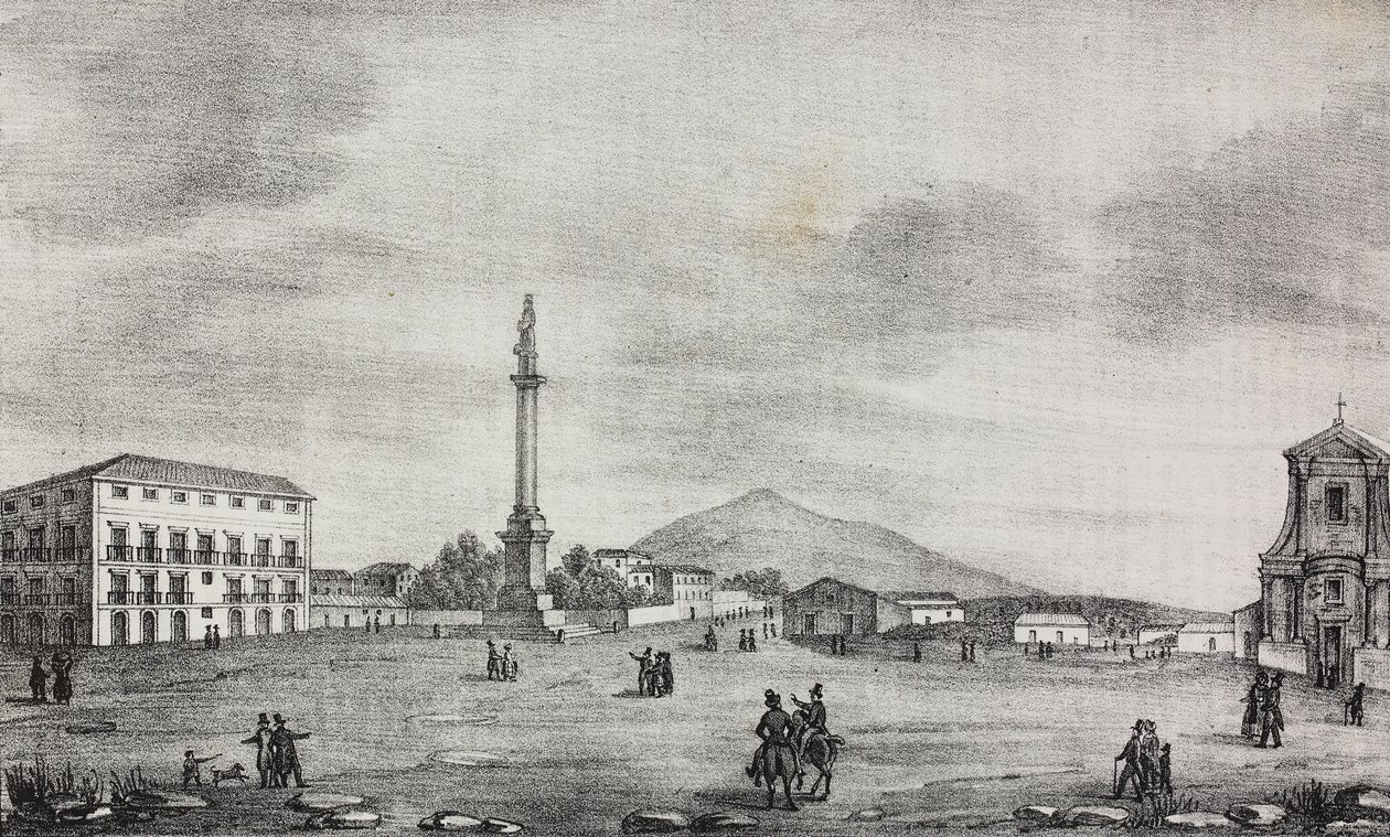 Plaza de la Estatua en Catania, Sicilia, Italia, litografía de Salvatore Puglia de Poliorama Pittoresco, n 15, 19 de noviembre de Salvatore Puglia