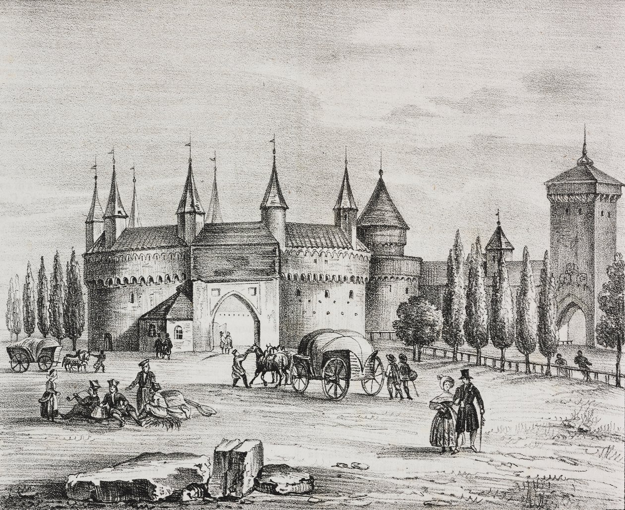 Puerta de San Florián, Cracovia, Polonia, litografía de Salvatore Puglia de Poliorama Pittoresco, n 22, 4 de enero de Salvatore Puglia