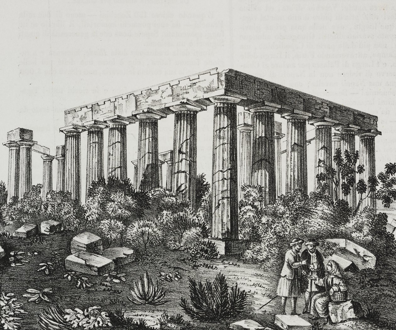 Templo de Apolo en el monte Panelenio, Grecia, litografía de Salvatore Puglia de Poliorama Pittoresco, n 40, 14 de mayo de Salvatore Puglia
