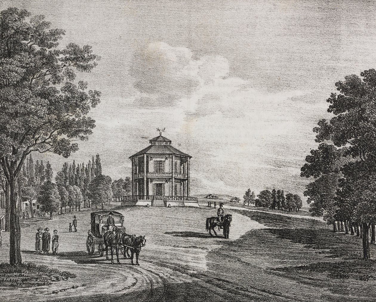 Prater de Viena, Austria, litografía de Salvatore Puglia del Poliorama Pittoresco, n 34, 29 de marzo de Salvatore Puglia