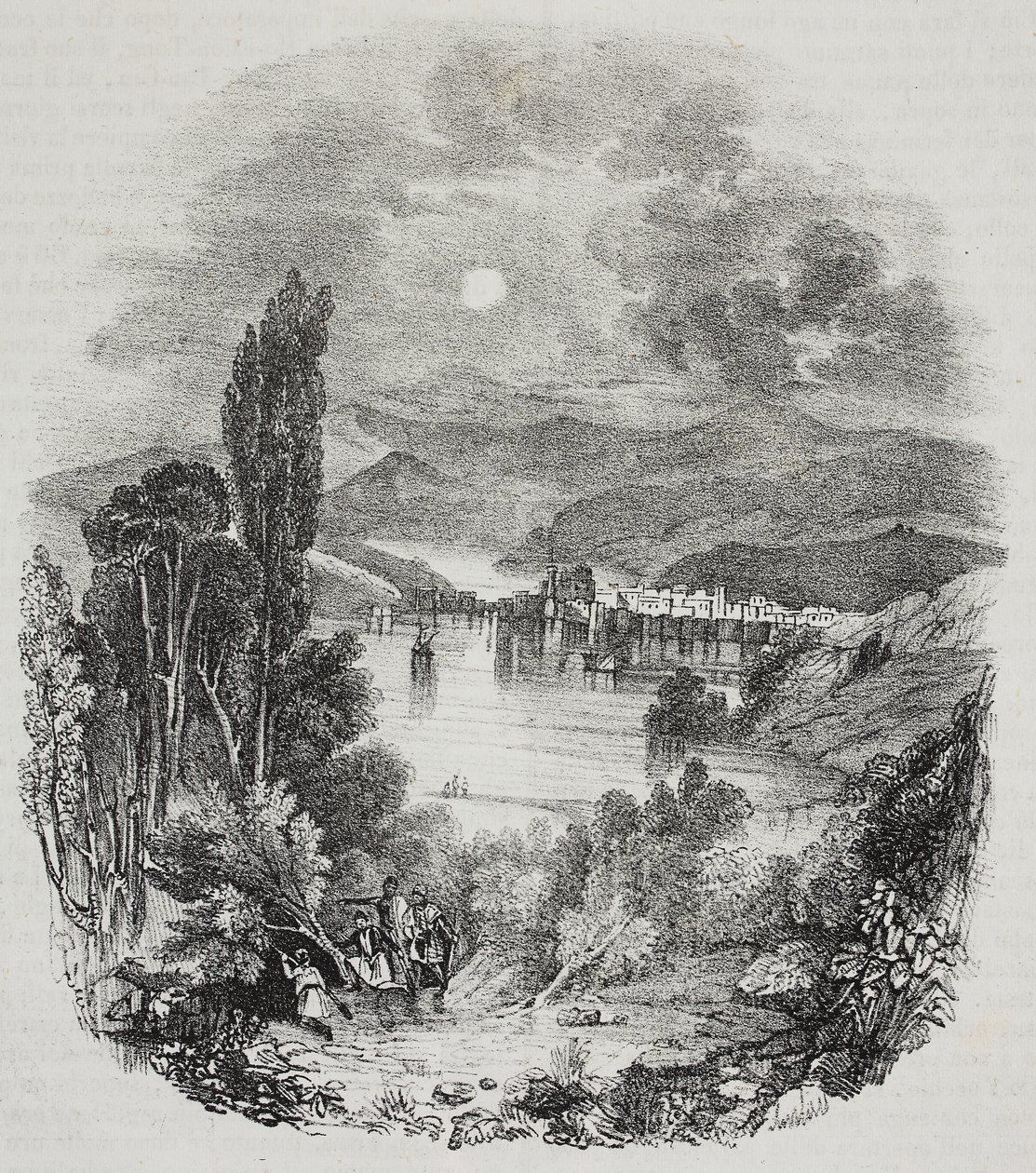 Vista de los alrededores del lago Cefiso en Beocia, Grecia, litografía de Salvatore Puglia de Poliorama Pittoresco, n 9, 8 de octubre de Salvatore Puglia