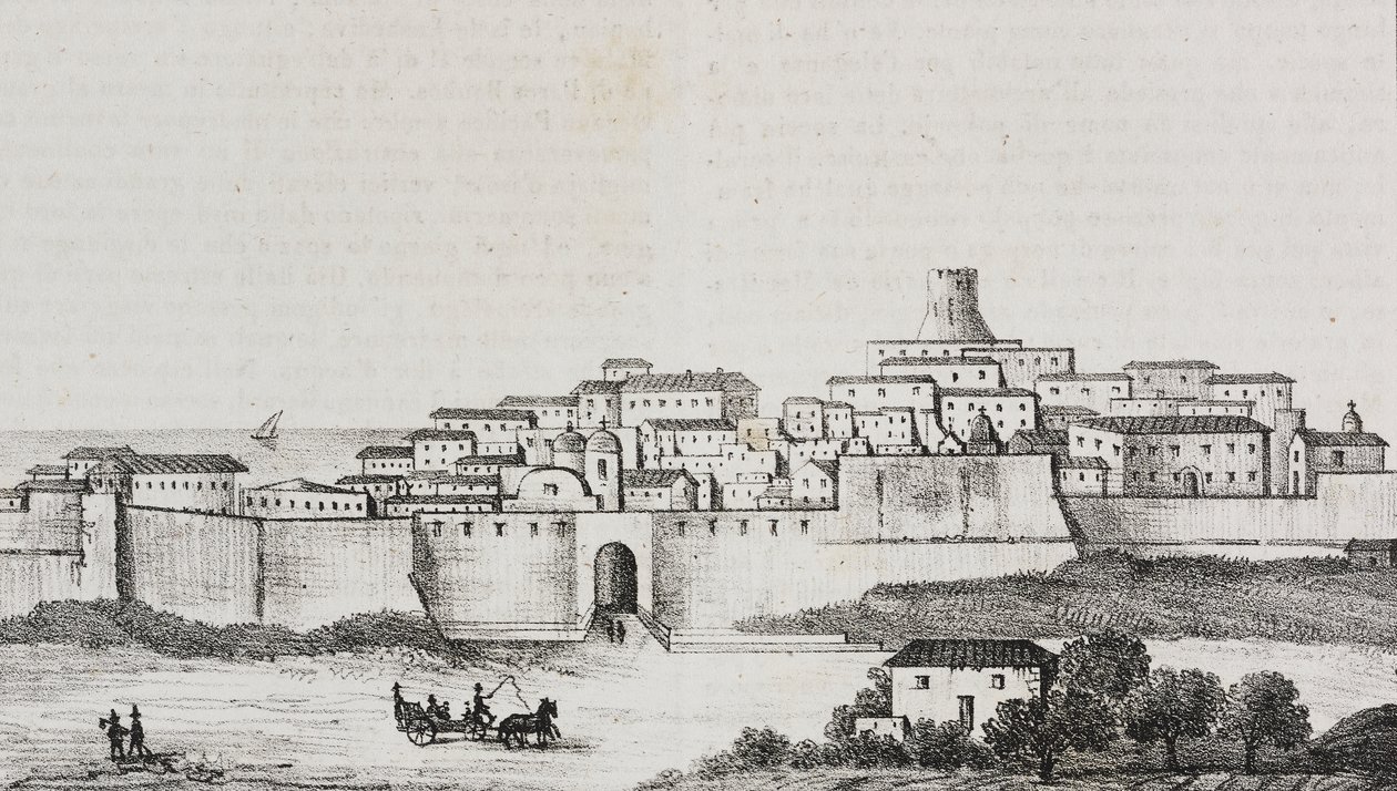 Vista de Crotone, Calabria, Italia, litografía de Salvatore Puglia de Poliorama Pittoresco, n 12, 26 de octubre de Salvatore Puglia