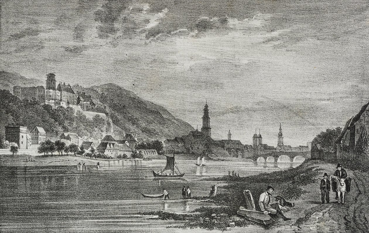 Vista de Heidelberg, Alemania, litografía de Salvatore Puglia del Poliorama Pittoresco, n 28, 19 de febrero de Salvatore Puglia