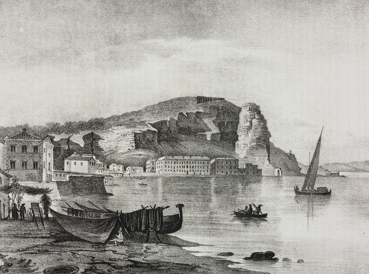 Vista de Terracina, Lacio, Italia, litografía de Salvatore Puglia del Poliorama Pittoresco, n 22, 8 de enero de Salvatore Puglia