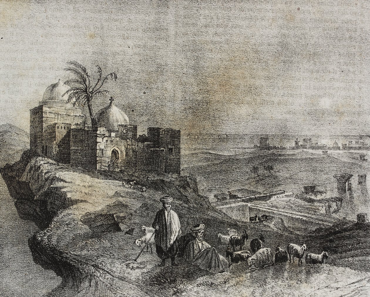 Vista de Tiro, Líbano, litografía de Salvatore Puglia de Poliorama Pittoresco, n 24, 21 de enero de Salvatore Puglia