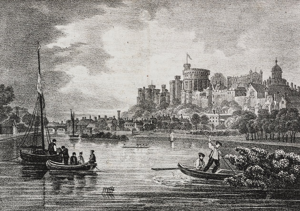 Vista del castillo de Windsor, Inglaterra, Reino Unido, litografía de Salvatore Puglia de Poliorama Pittoresco, n 32, 15 de marzo de Salvatore Puglia