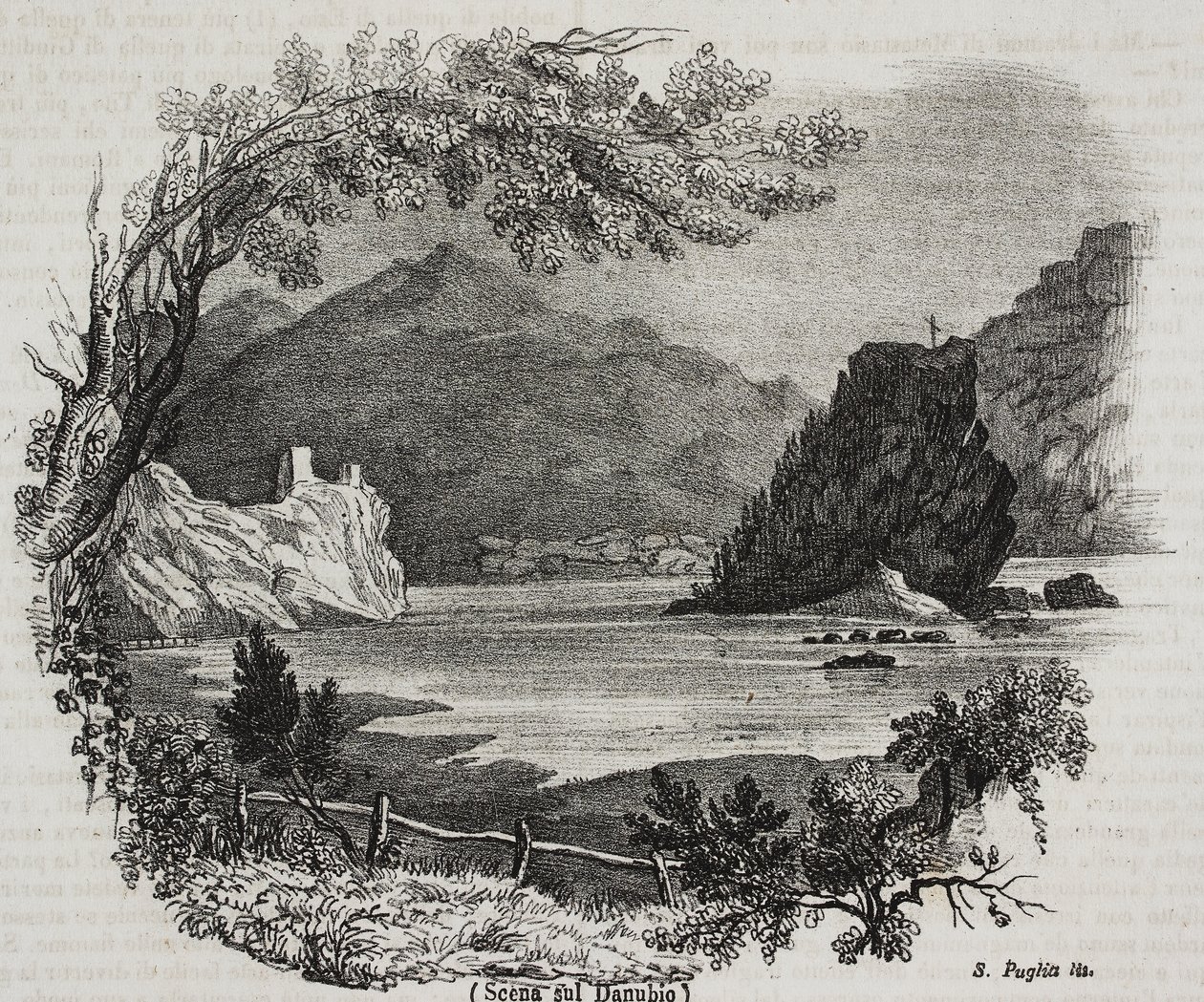 Vista sobre el Danubio, litografía de Salvatore Puglia del Poliorama Pittoresco, n 31, 11 de marzo de Salvatore Puglia