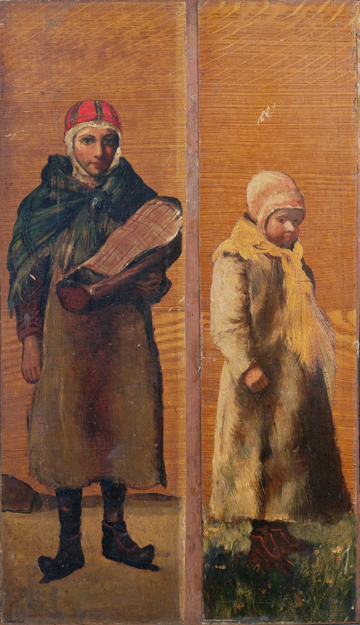 Paneles decorativos que representan la vida cotidiana sami de Sami School
