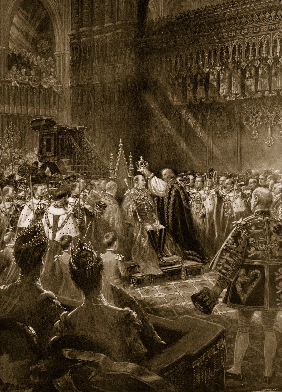 La ceremonia de coronación de 1902: La posición del rey Eduardo VII durante el acto de coronación, de 