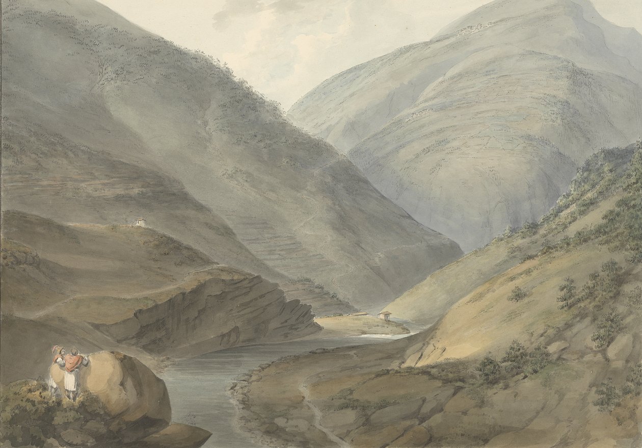 Paisaje montañoso con río de Samuel Davis