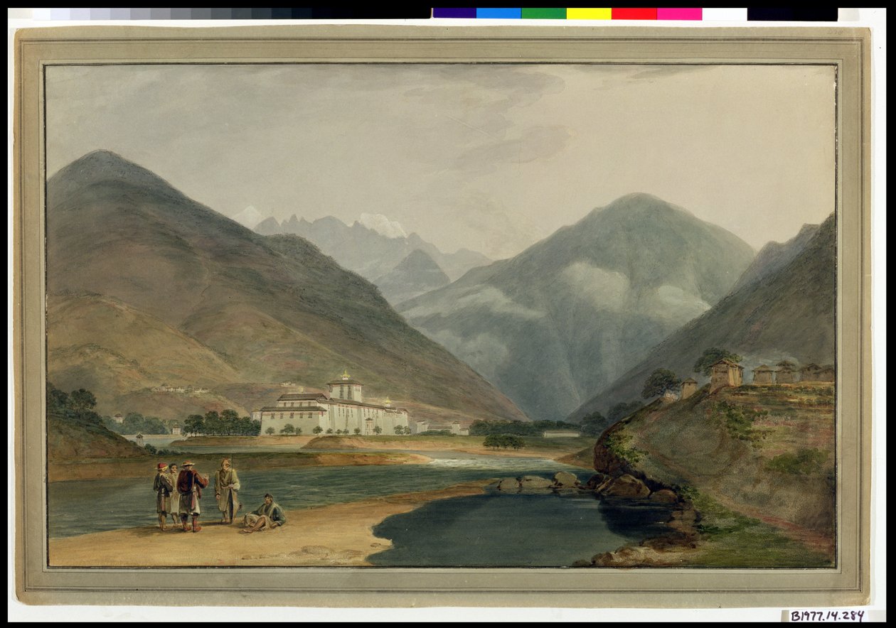 La antigua capital de invierno de Bután en Punakha Dzong, 1783 de Samuel Davis