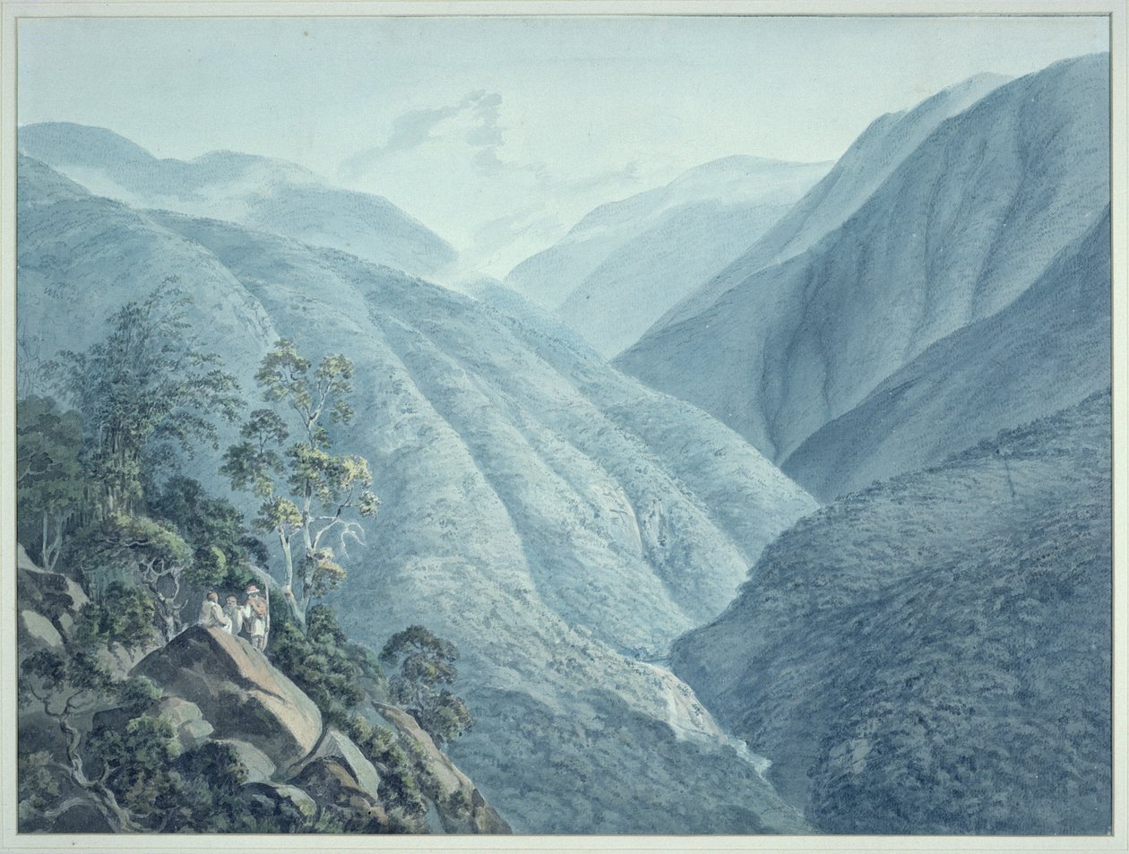 Vista desde Murichon, mirando hacia el norte por el canal del Teenchoo, en el camino a Tacissudon, Bután de Samuel Davis