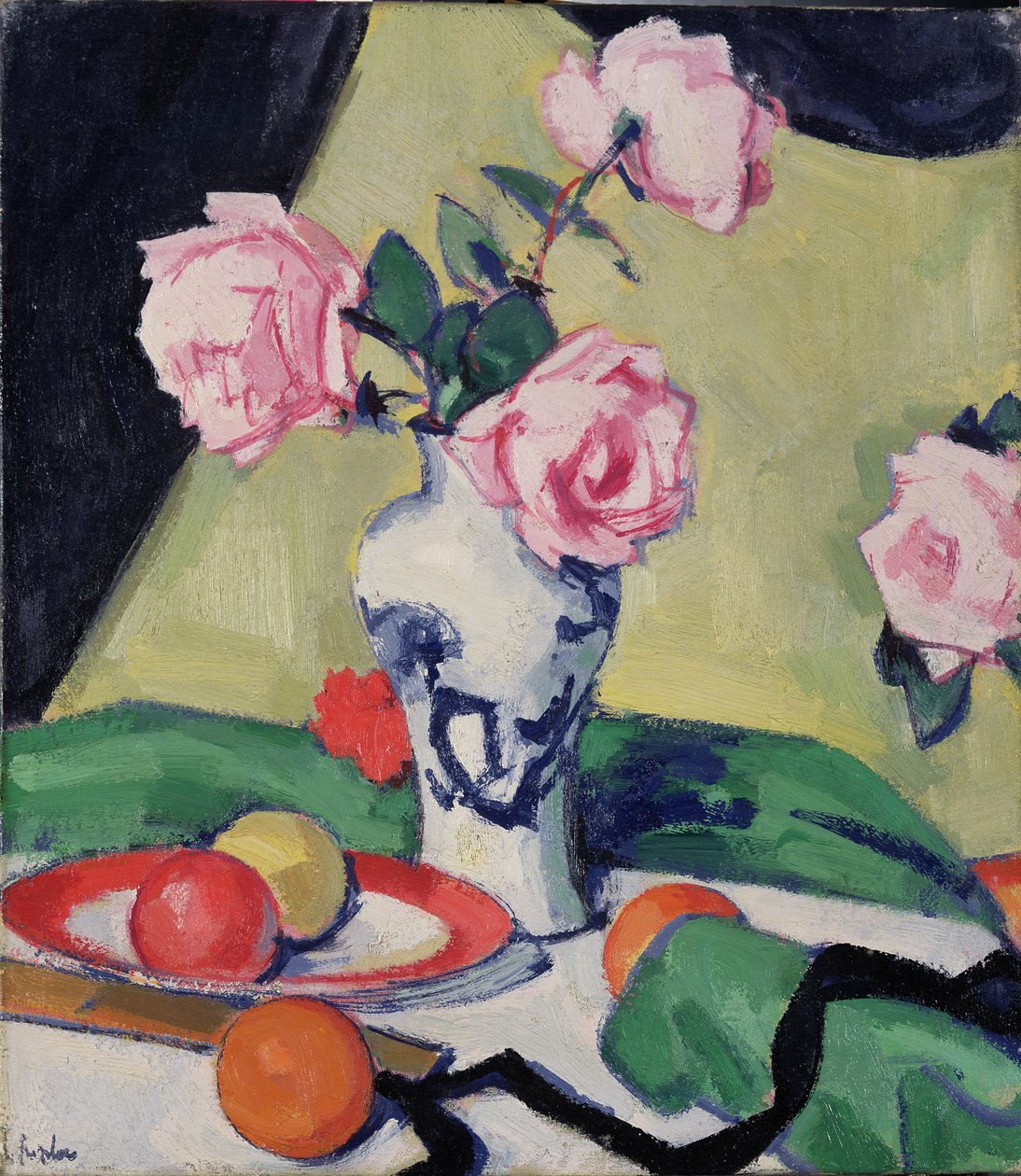 Naturaleza muerta con jarra japonesa y rosas, c.1919 de Samuel John Peploe