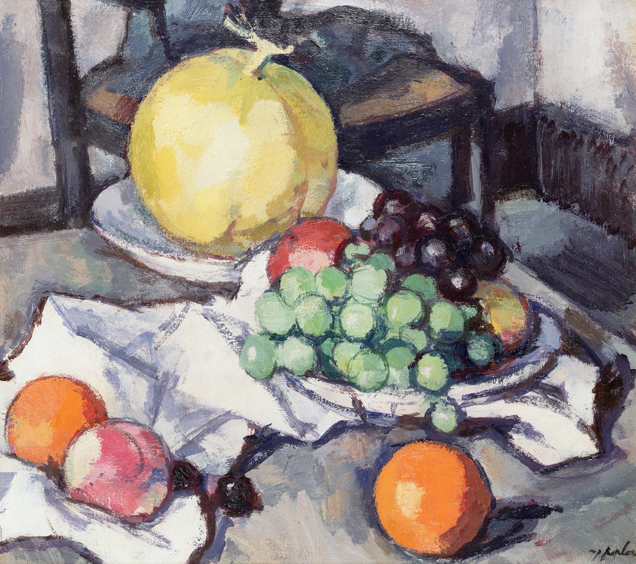 Naturaleza Muerta con Melones y Uvas de Samuel John Peploe