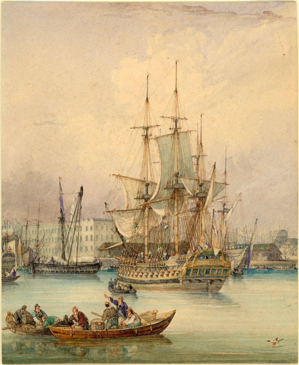 Escena del Río con Barcos de Samuel Owen