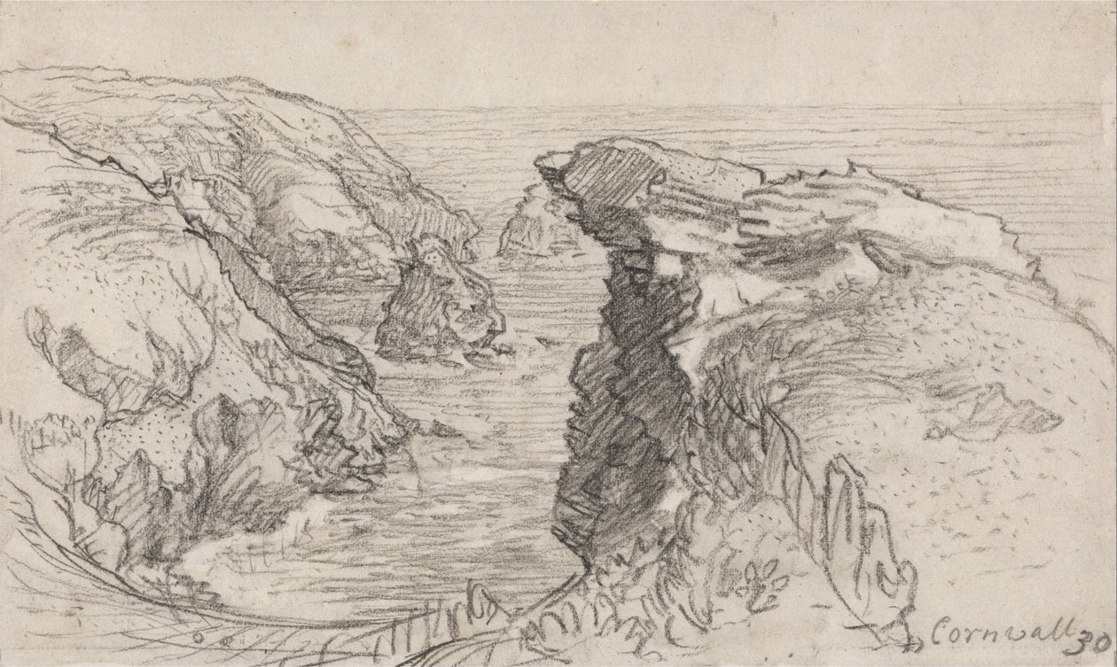 Una página de un cuaderno de bocetos de Cornualles - Cornualles 30 de Samuel Palmer