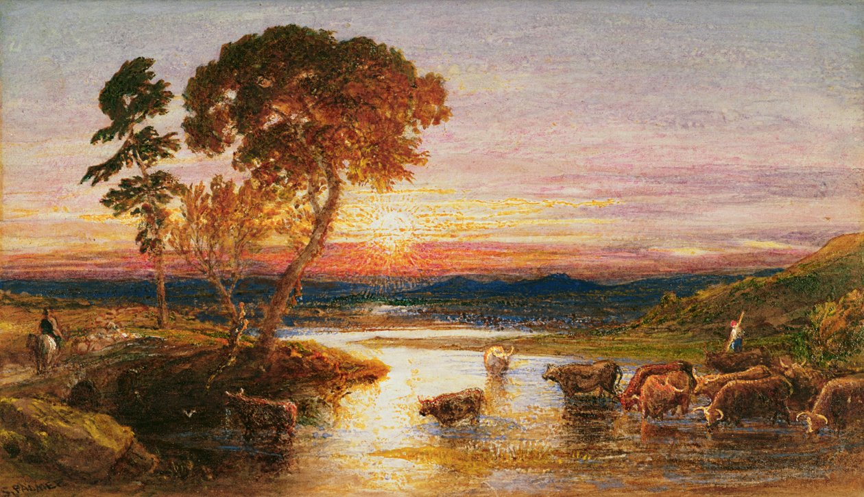 Yendo al redil, atardecer, 1879 de Samuel Palmer