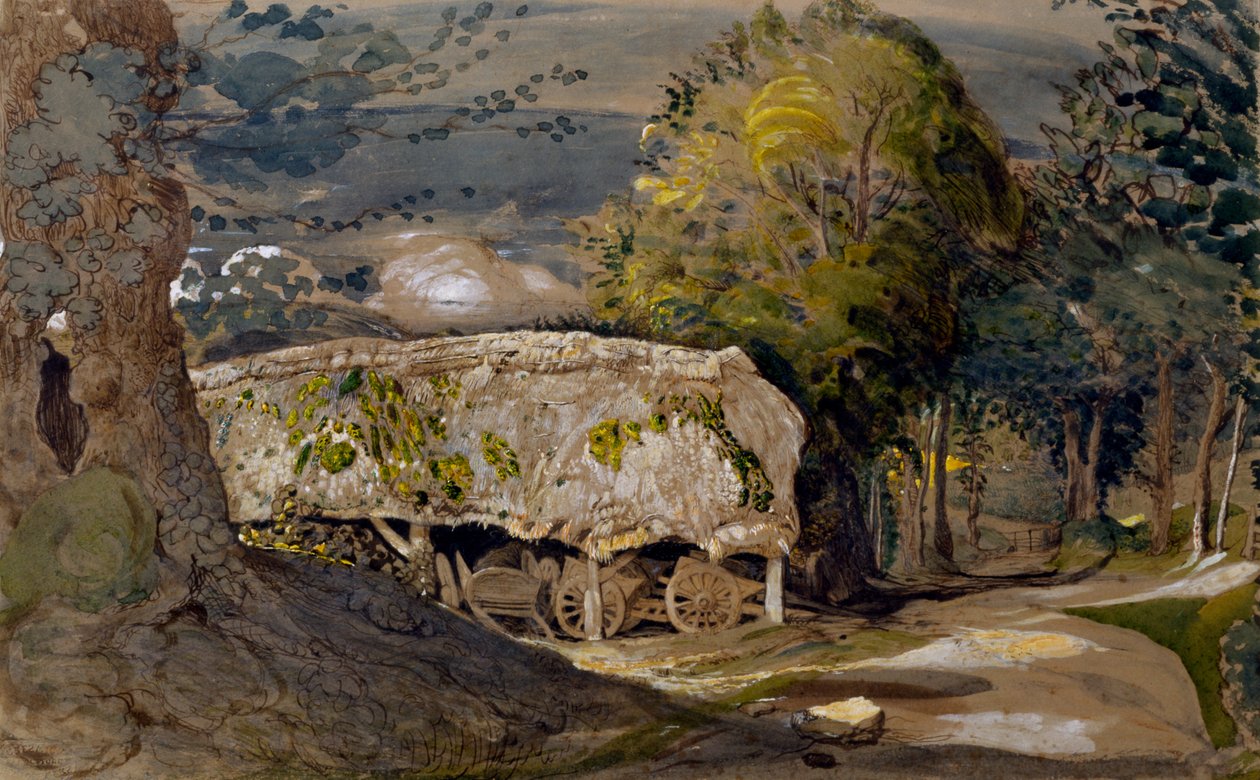Paisaje con un granero, Shoreham, Kent de Samuel Palmer