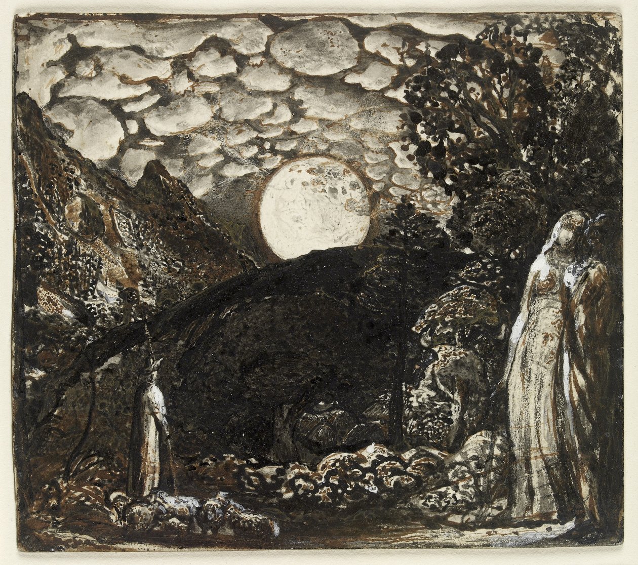 Pastores bajo una luna llena, c.1829-30 de Samuel Palmer