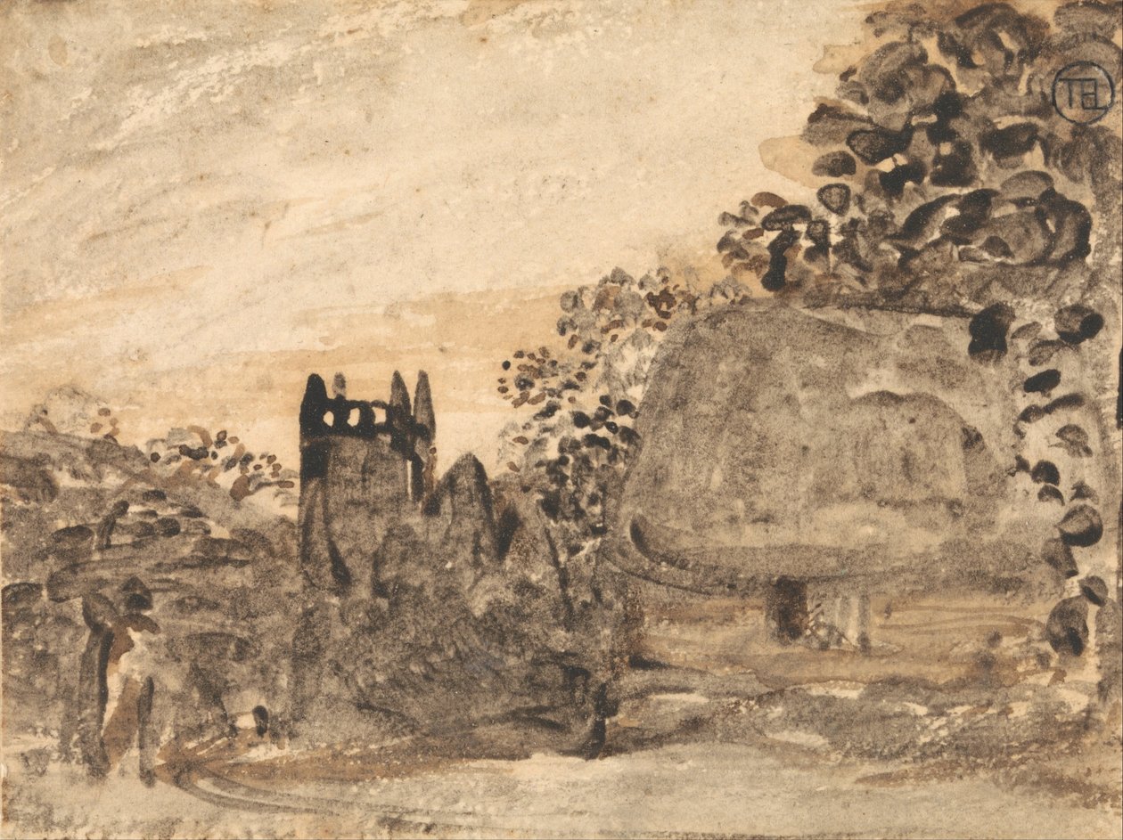 Cabaña de paja y iglesia de Samuel Palmer
