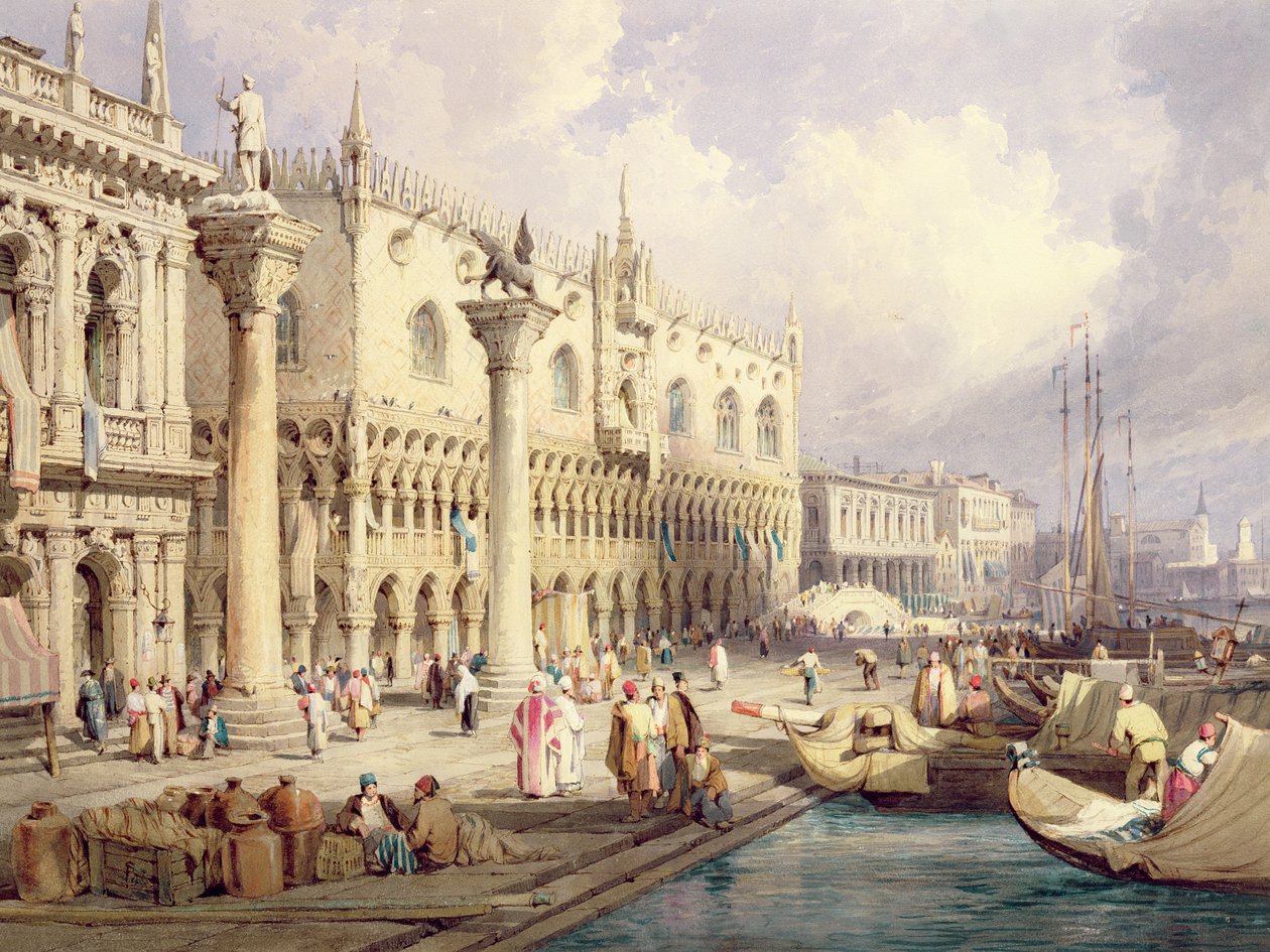 El Molo y el Palacio Ducal, Venecia de Samuel Prout