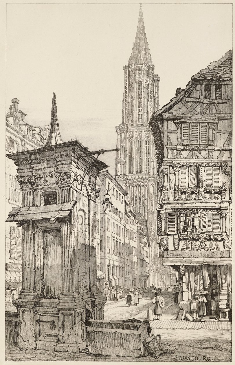 La Rue Mercière y la fachada oeste de la Catedral de Estrasburgo de Samuel (after) Prout