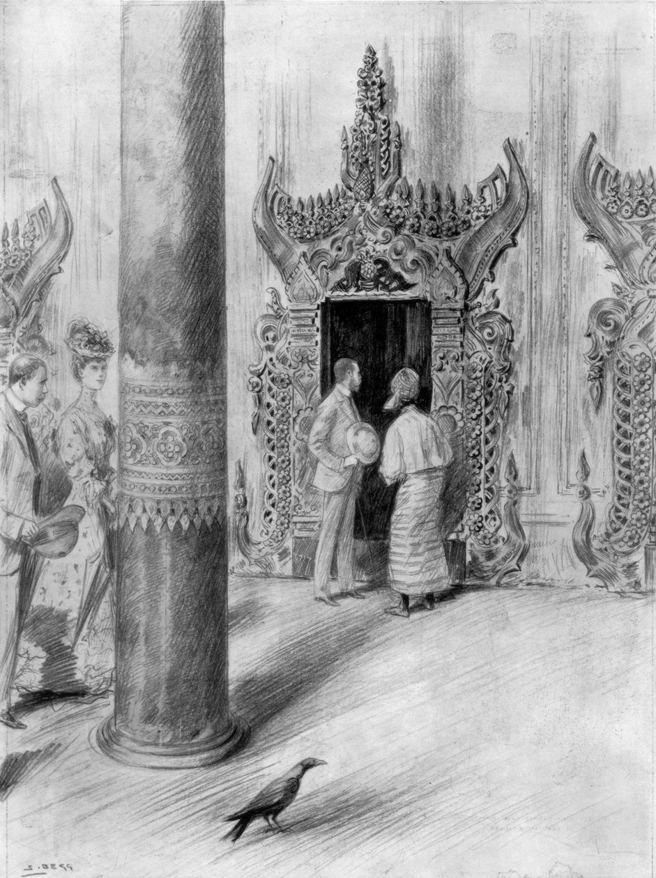 El Príncipe y la Princesa de Gales en el palacio del Rey Theebaw, Mandalay, Birmania, 1906 de Samuel Begg